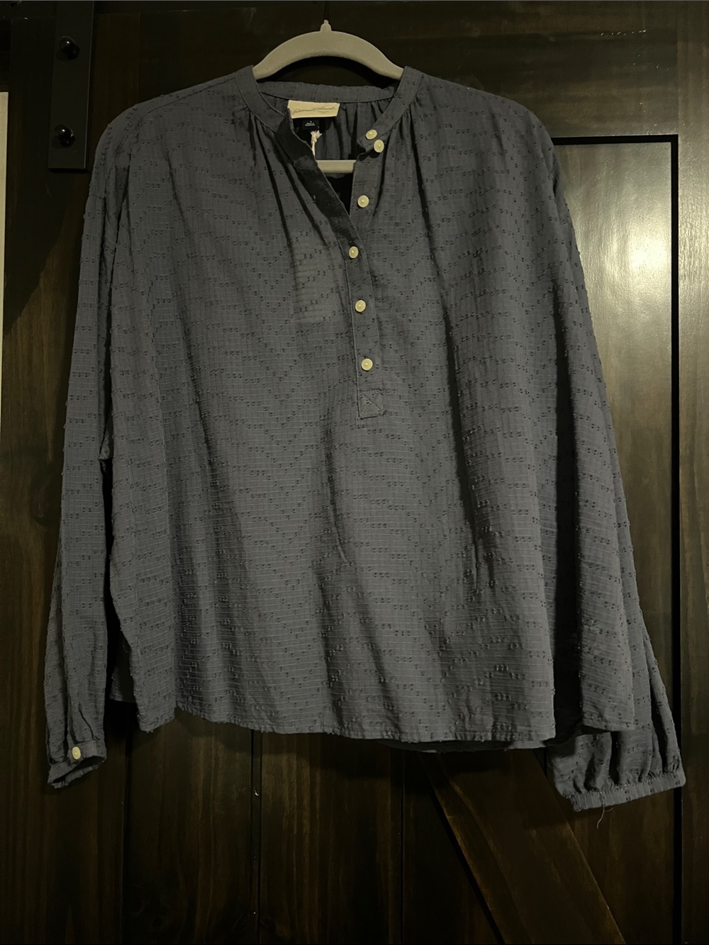 Universal Thread Blue Textured Henley Blouse
